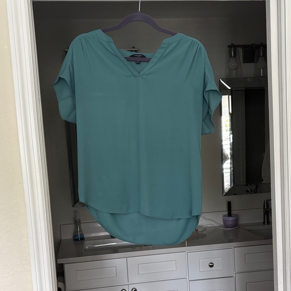 Banana Republic Factory Aqua V-Neck Blouse